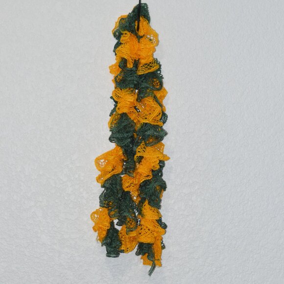 Homemade Green and Yellow Ruffle Scarf - Picture 2 of 2
